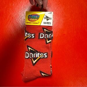 NWT EXPRESS YOURSELF CRAZY SOCKS NACHO CHEESE DORITOS CHIPS RED SOCKS SIZE 6-12